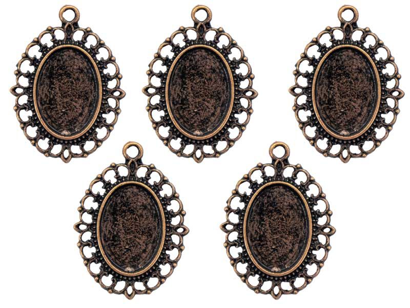 Küçük Ayna Figür Antik Bakır Epoksi Kolye Ucu 10 Adet - 2