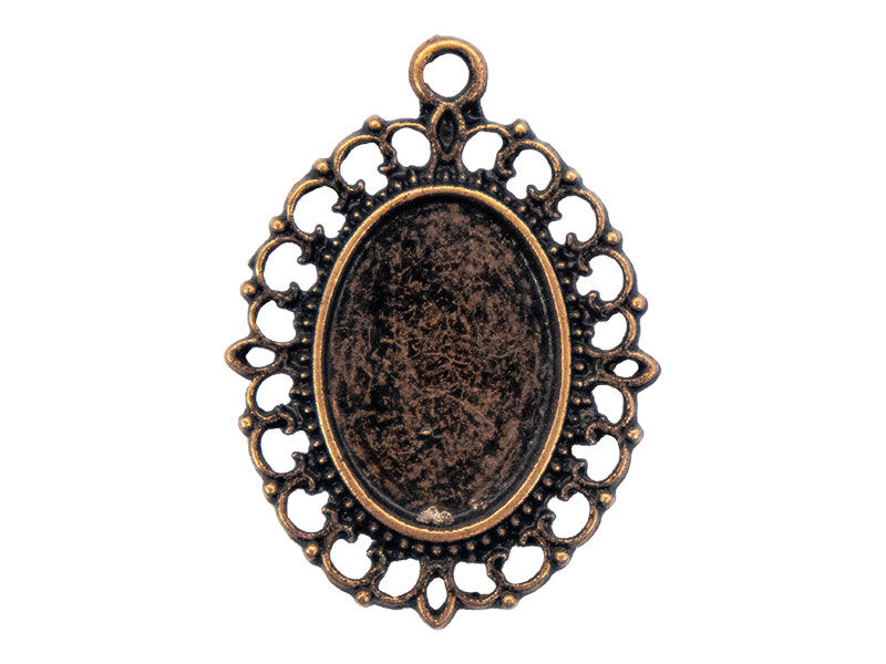 Küçük Ayna Figür Antik Bakır Epoksi Kolye Ucu 5 Adet - 2