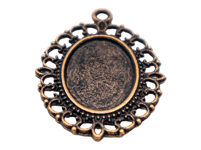 Küçük Ayna Figür Antik Bakır Epoksi Kolye Ucu 5 Adet - 3