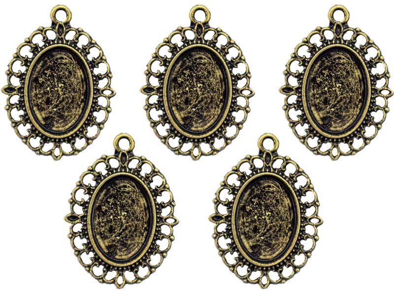 Küçük Ayna Figür Antik Sarı Epoksi Kolye Ucu 10 Adet - 2