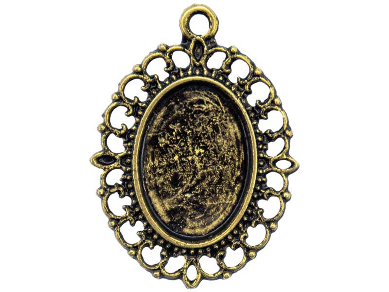 Küçük Ayna Figür Antik Sarı Epoksi Kolye Ucu 10 Adet - 1