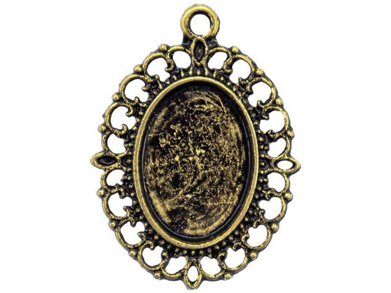 Küçük Ayna Figür Antik Sarı Epoksi Kolye Ucu 10 Adet - 1