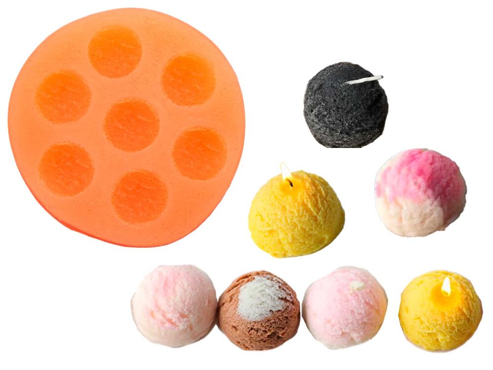 Küçük Dondurma Topu Silikon Mum Kalıbı M-315 - 1