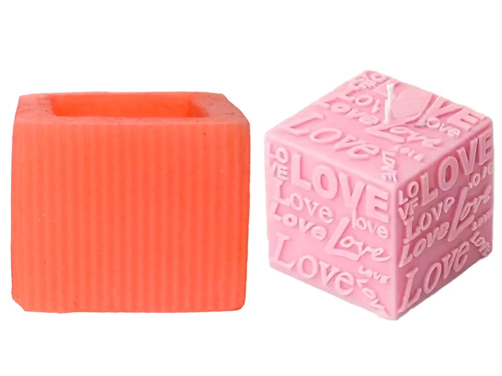 Love Yazılı Kare Silikon Mum Kalıbı M-309 - 2