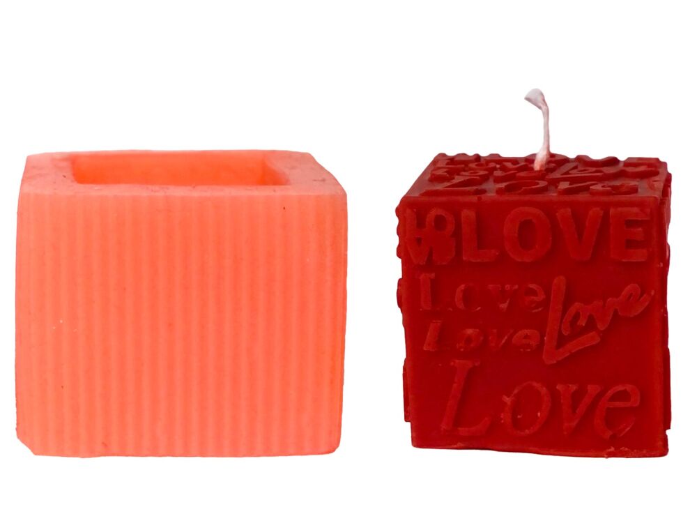 Love Yazılı Kare Silikon Mum Kalıbı M-309 - 2