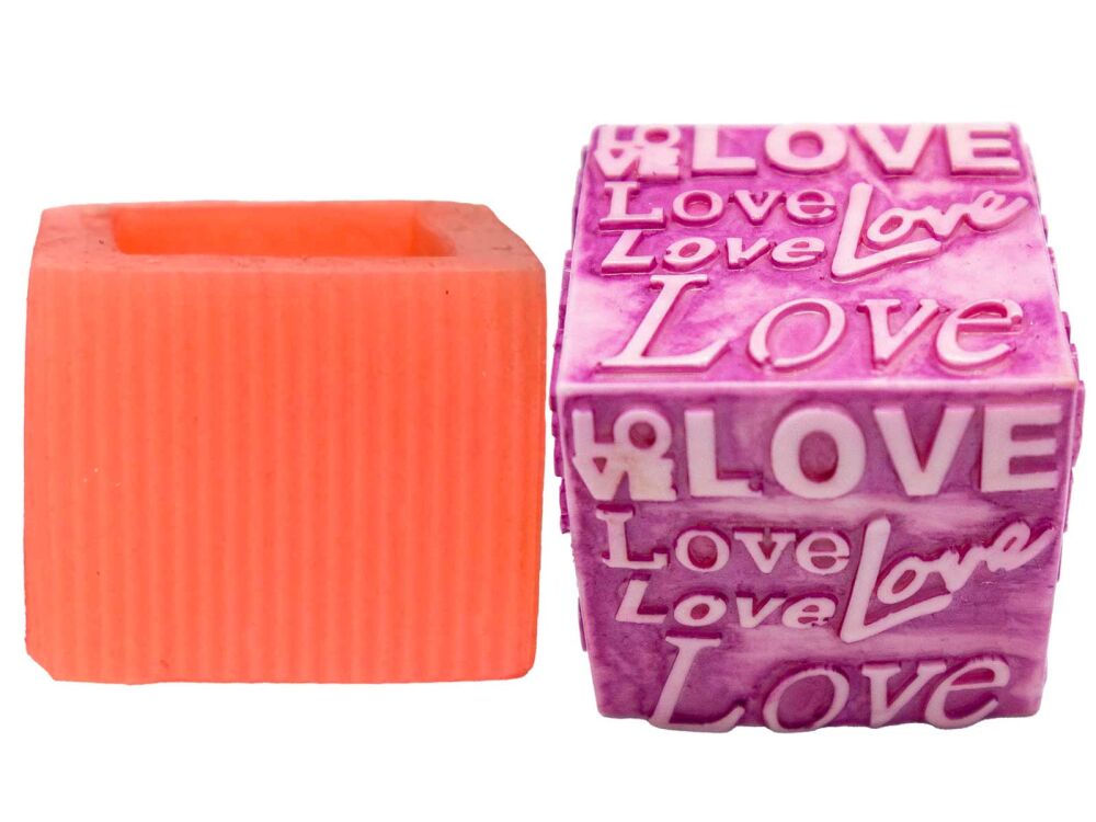 Love Yazılı Kare Silikon Mum Kalıbı M-309 - 1