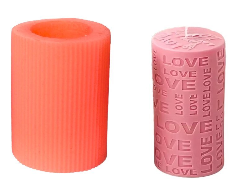 Love Yazılı Silindir Silikon Mum Kalıbı M-228 - 2