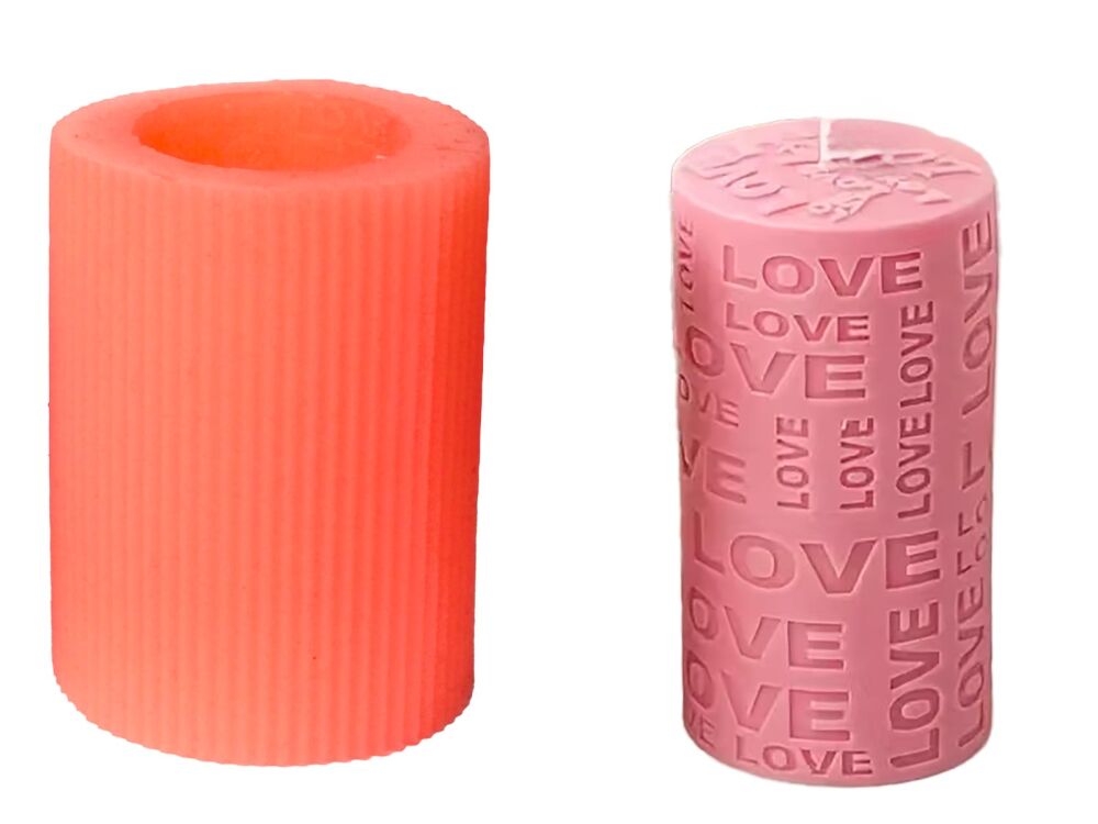 Love Yazılı Silindir Silikon Mum Kalıbı M-228 - 2