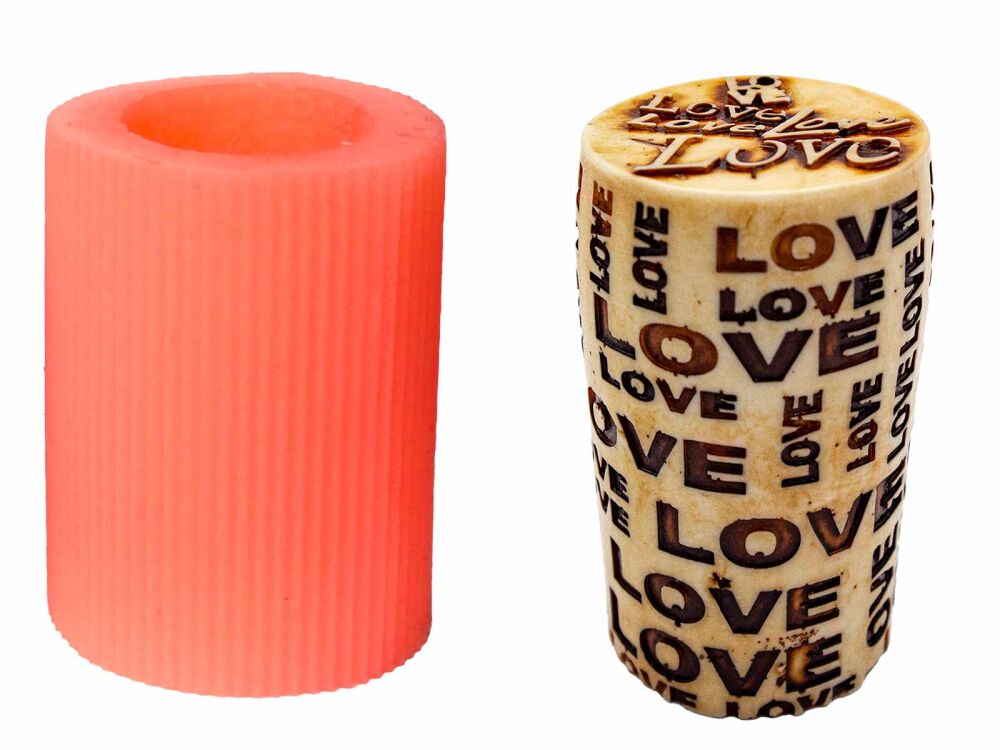 Love Yazılı Silindir Silikon Mum Kalıbı M-228 - 1