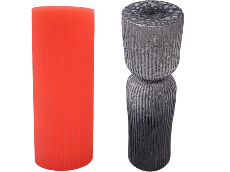 Nervürlü Büyük Sütun Silikon Mum Kalıbı M-145 - 1