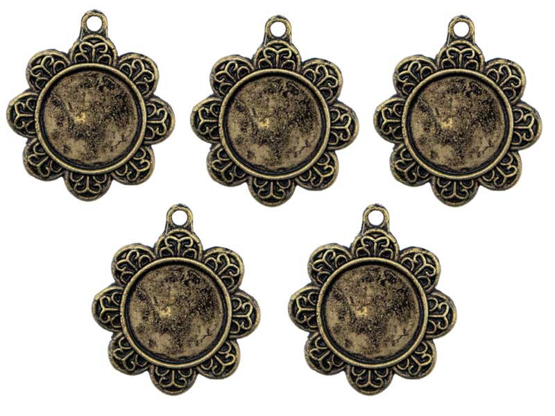 Papatya Figür Antik Sarı Epoksi Kolye Ucu 5 Adet - Diğer