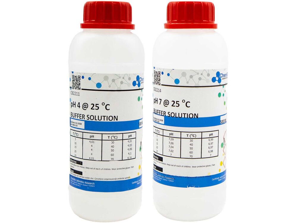 pH Metre Kalibrasyon Sıvısı - Tampon Çözeltisi 2'li Set (pH 4 ve pH 7) - 1