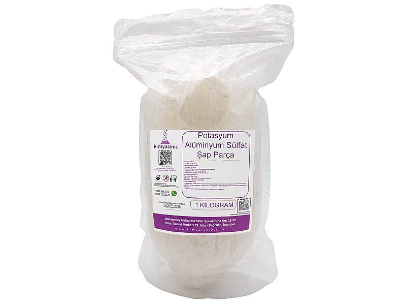 Potasyum Alüminyum Sülfat Şap - Kristal, Parça 1 KG - Kimyacınız