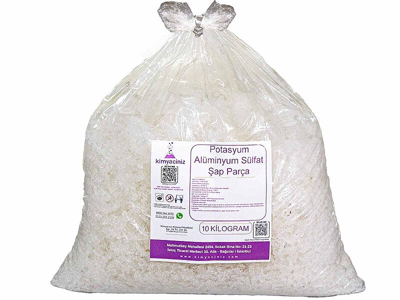 Potasyum Alüminyum Sülfat Şap - Kristal, Parça 10 KG - Kimyacınız