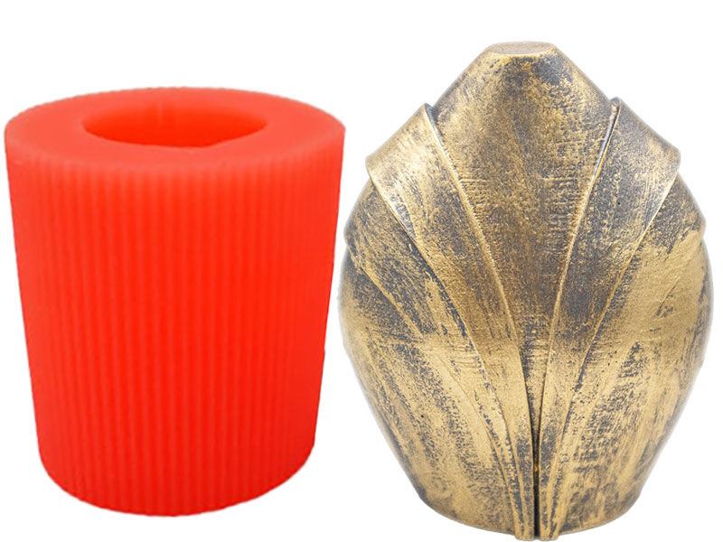 Şeritli Oval Silikon Mum Kalıbı M-152 - 1