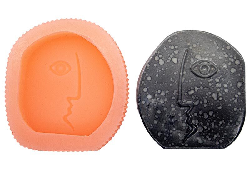 Soyut Yüz Mini Silikon Mum Kalıbı M-273 - 3