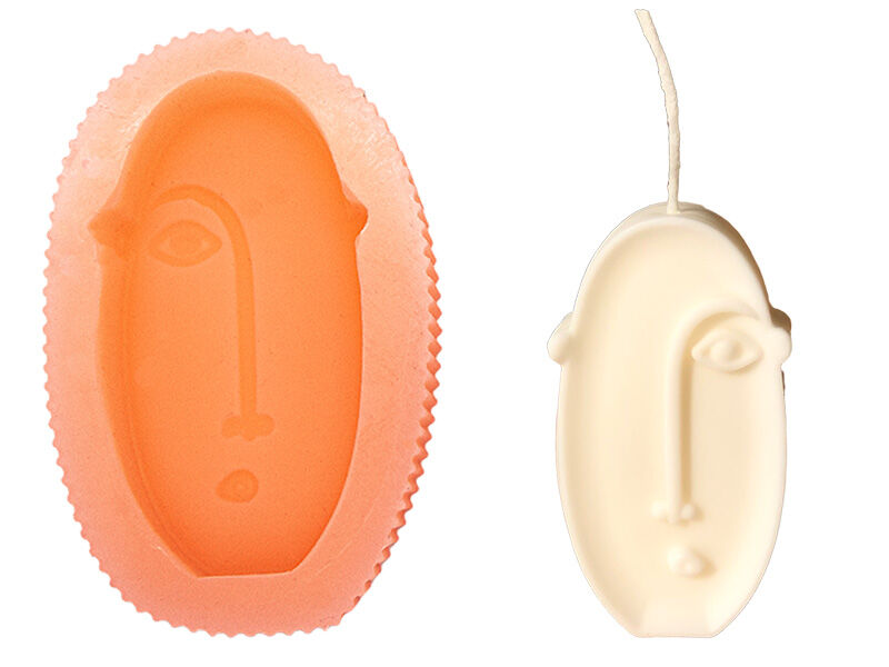 Uzun Soyut Yüz Silikon Mum Kalıbı M-274 - 1