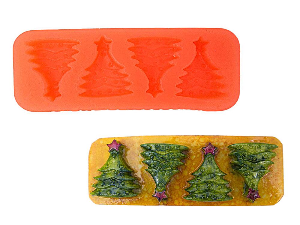 Yıldızlı Mini Çam Ağacı Silikon Mum Kalıbı M-334 - 1